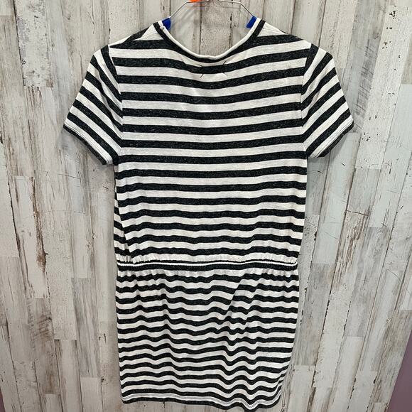 Lou & Grey Stripe Mini Linen Blend Dress Pockets VNeck Womens Size Medium - Picture 5 of 8